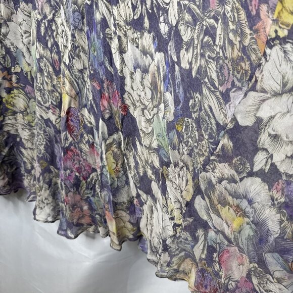 Anthropologie Sheer Dark Floral Print Maxi Skirt Size 14 Moody Purple Grey - Picture 5 of 10